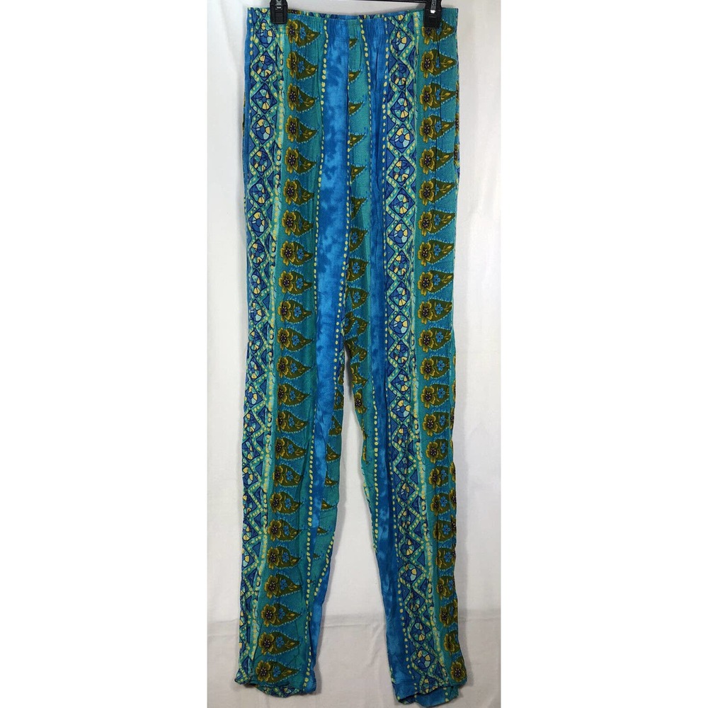 VINTAGE International Male Rayon Pants Mens Large Multicolor Tropical Print-237